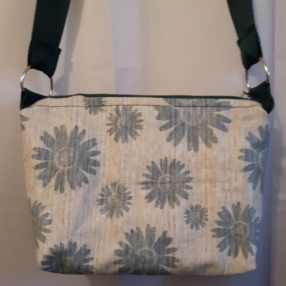 New Canvas Boho Floral Greige Teal Purse Shoulder Bag Pretty fabric! - Picture 7 of 10